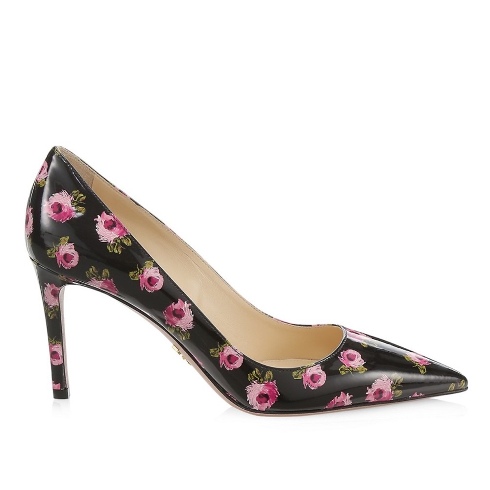 Prada Patent Floral Pump